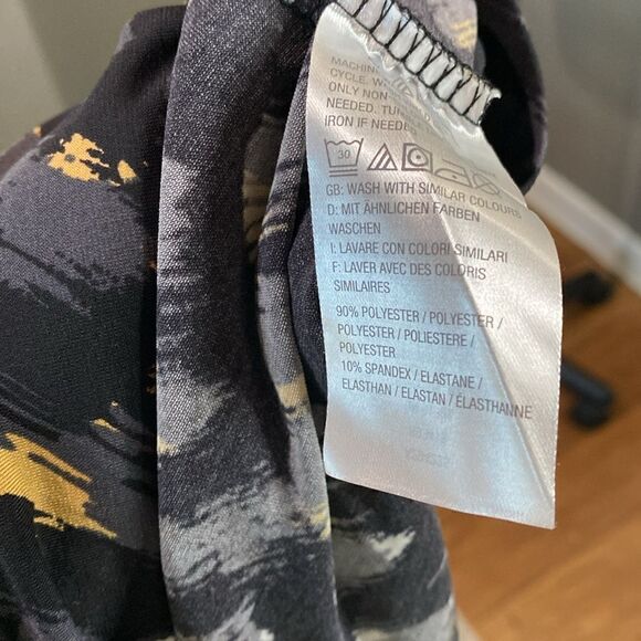 H by Halston Wrap Front Slinky Jersey Dress Brush Stroke Pattern 3/4 Sleeve - Picture 11 of 13